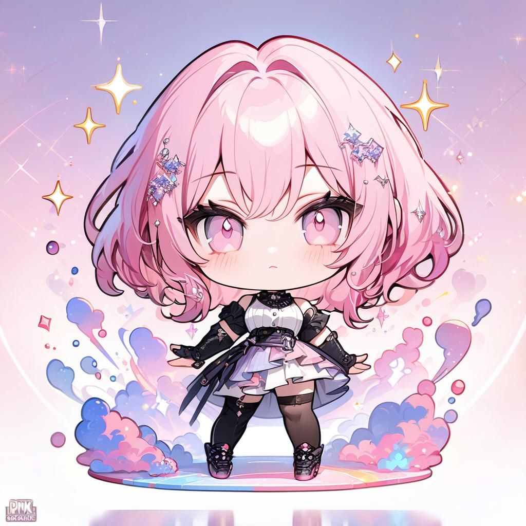 Pink-Haired Girl Posing: High-Quality Chibi Art