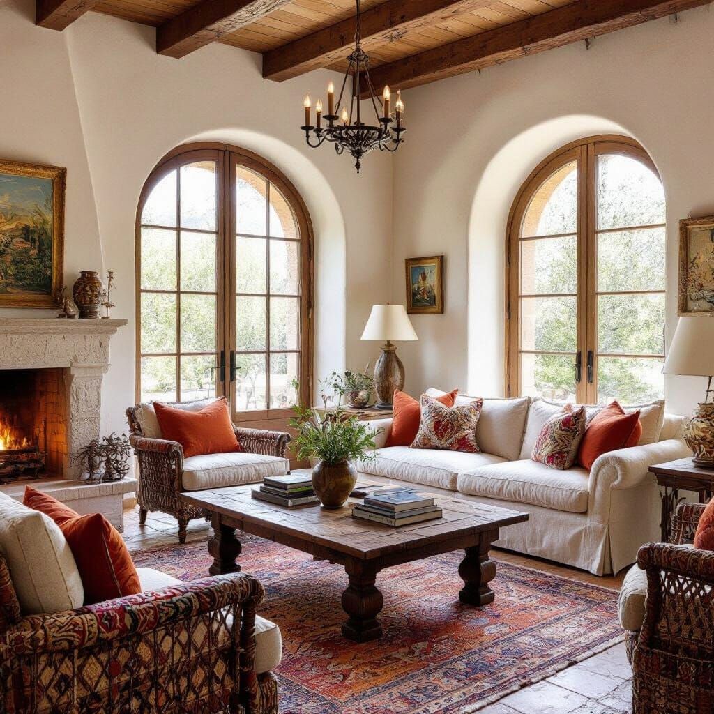 Elegant Spanish Style Living Room Design