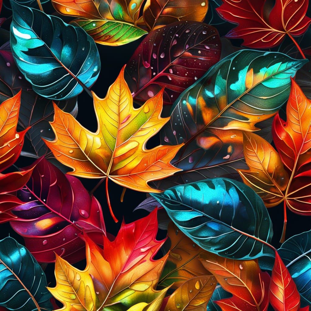 Liquid Metal Rain on Colorful Autumn Forest