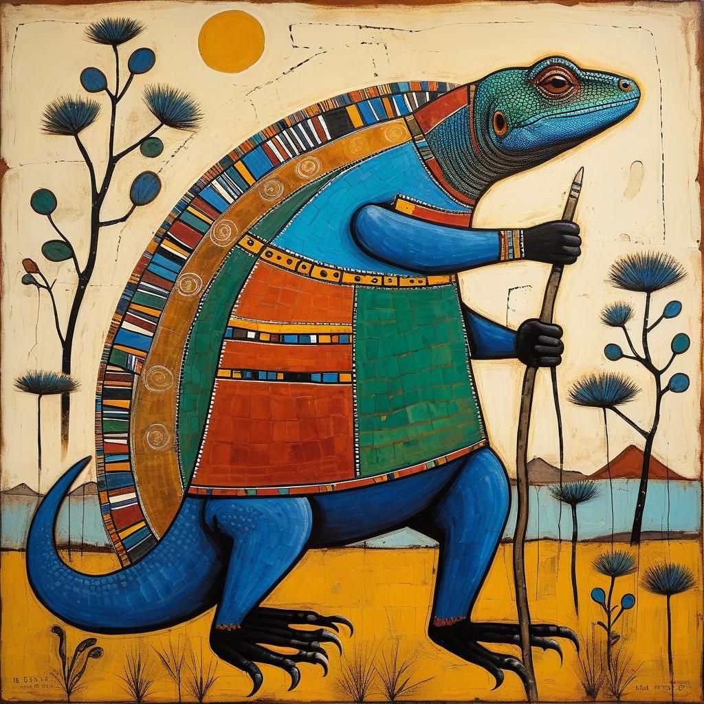 Lizard in Ndebele Mural Style