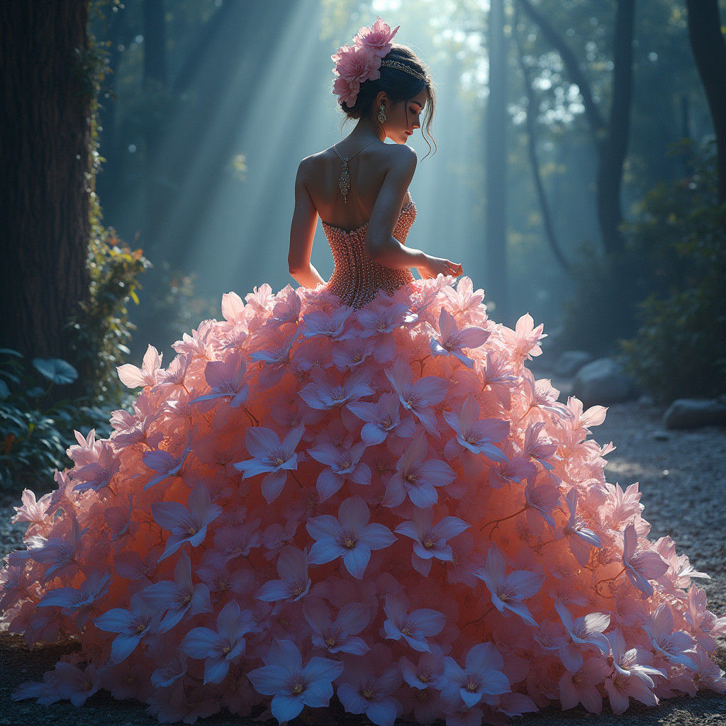 Opulent Opal and Orchid Gown: Digital Matte Painting