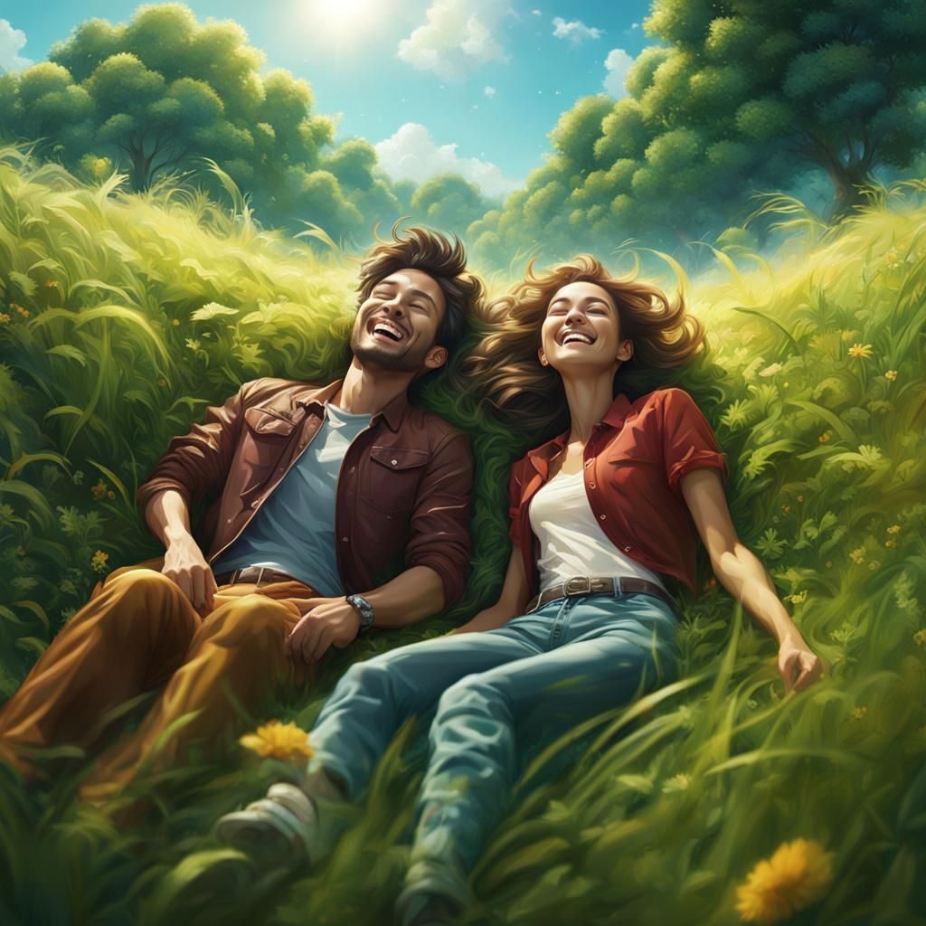 Laying in grass, watching clouds