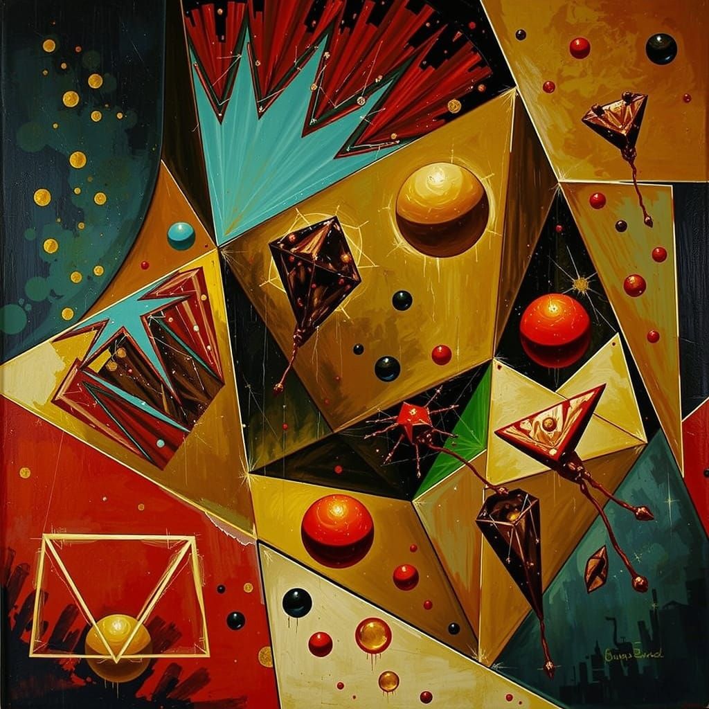 Abstract Psychedelic Dodecahedron in Triadic Colors