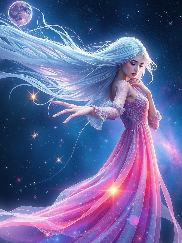 Celestial Seamstress Weaving Gowns of Starlight