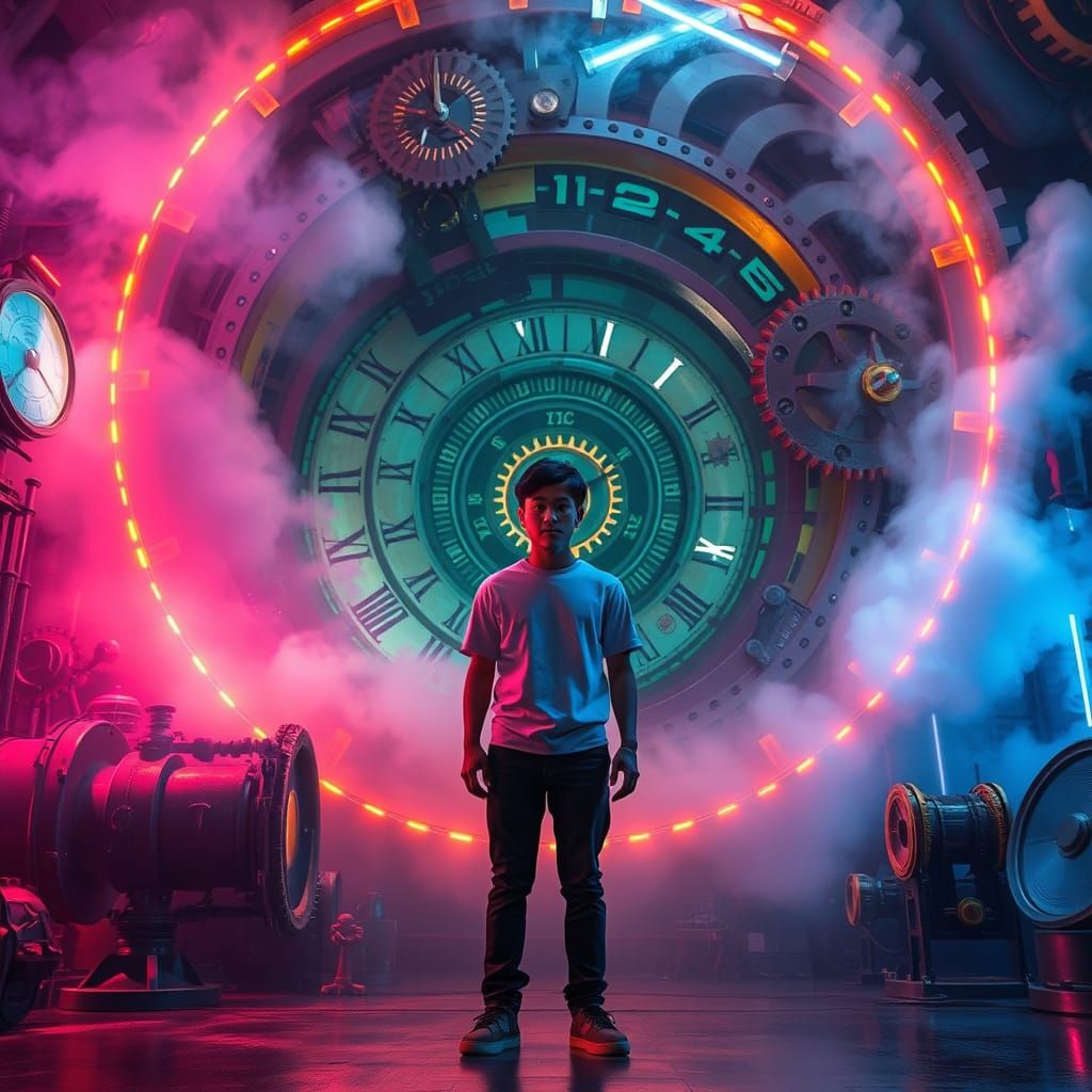 Time Portal with Clockwork Gears in Syd Mead Style