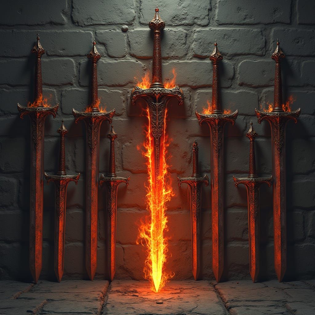 Sword of Dark Fantasy in Hellish Flames