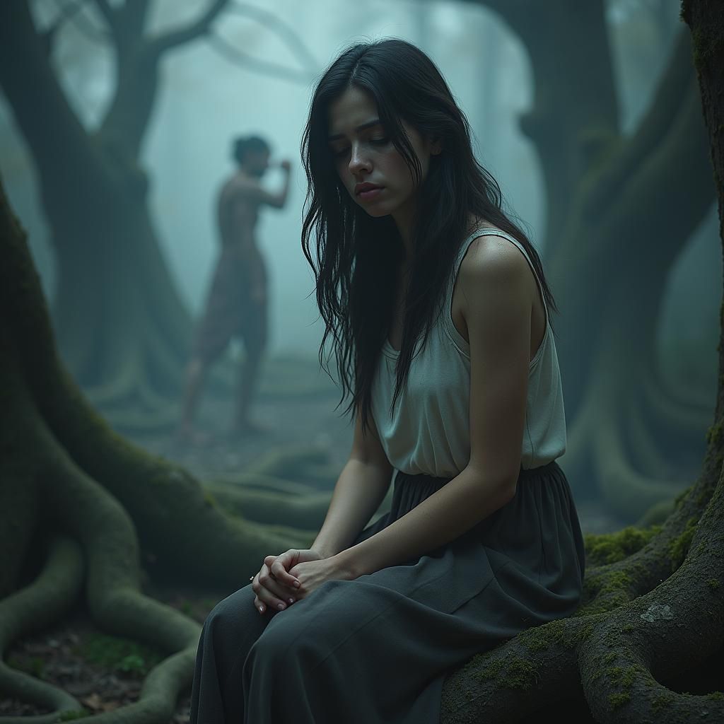 Distraught Woman Reflects on Past Trauma