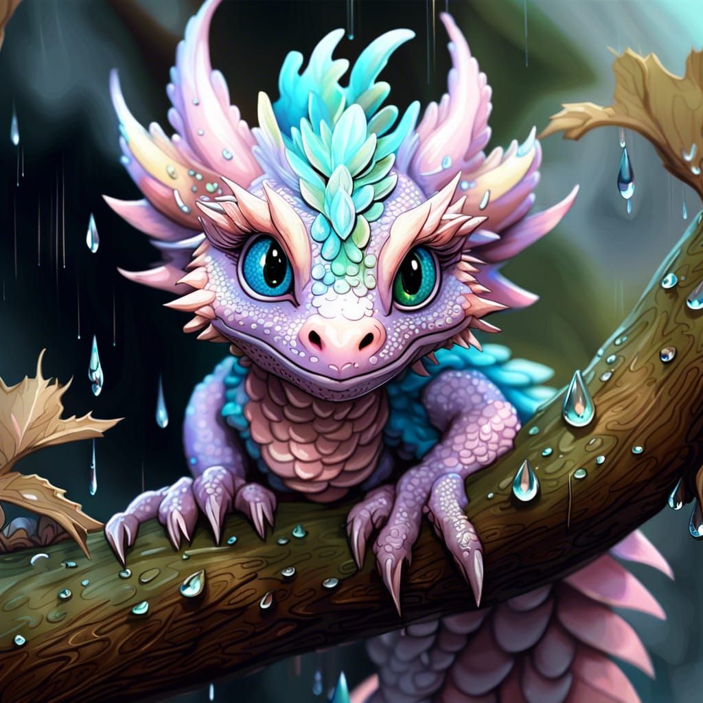 Pastel Feathered Dragon Portrait in Anime Style