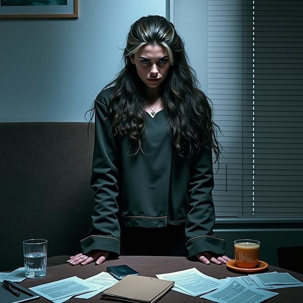 Blonde Woman as Wall Street Broker in Noir Style