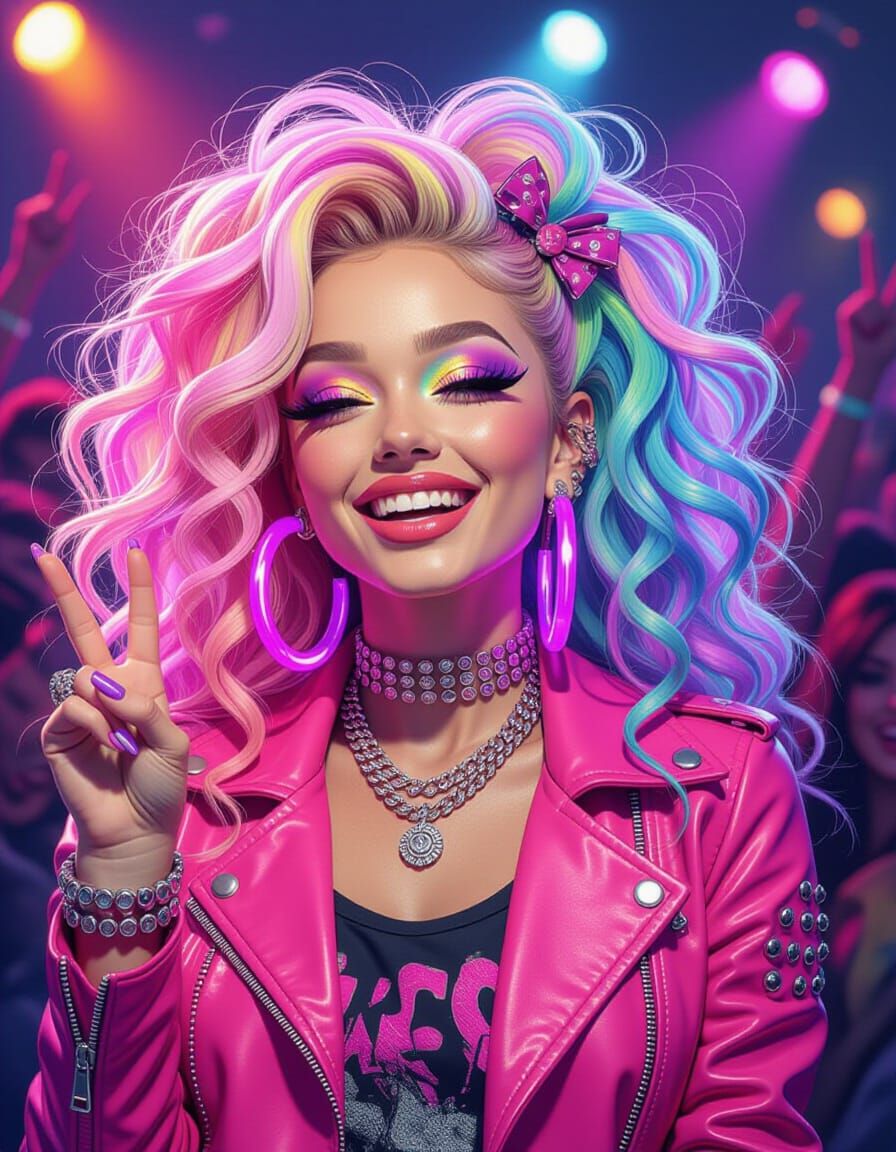 Emo Rock Girl Portrait in Post-Impressionist Style