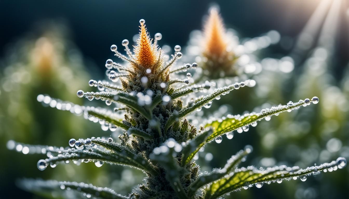 Macro Trichome on Marijuana Plant in Heavenly Garden