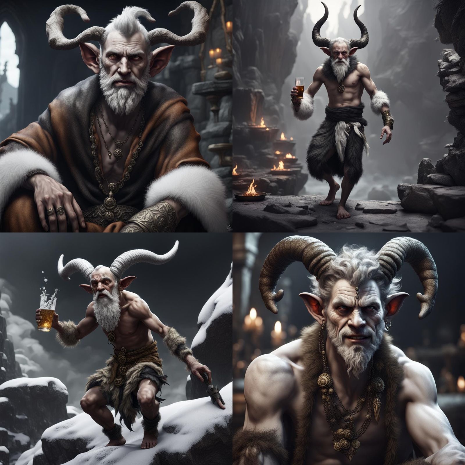 Drunk Satyr Monk in Detailed Fantasy Painting