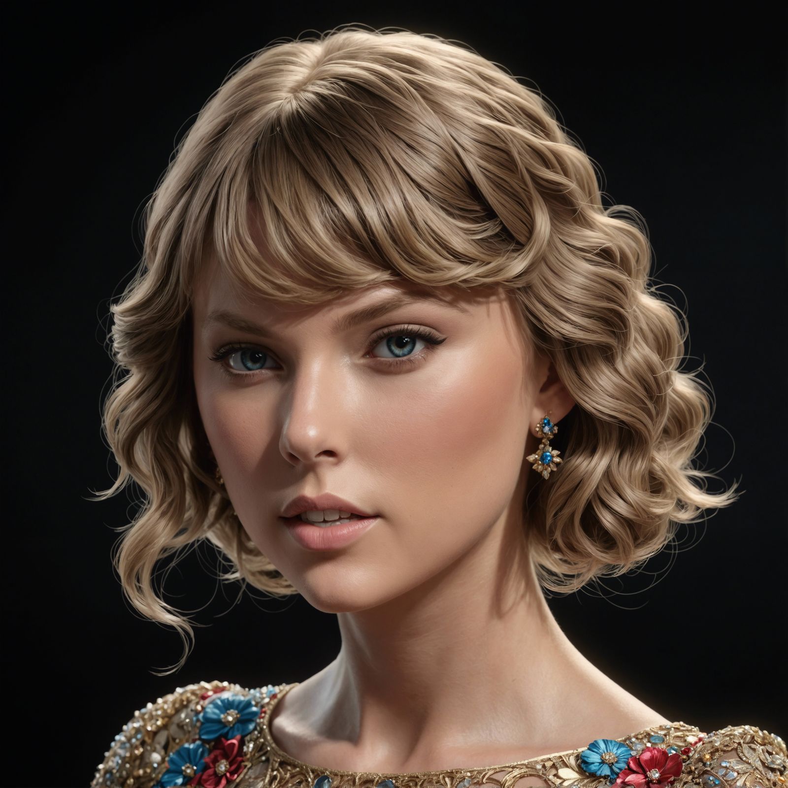 Beautiful Woman in Dress, 3D Digital Art