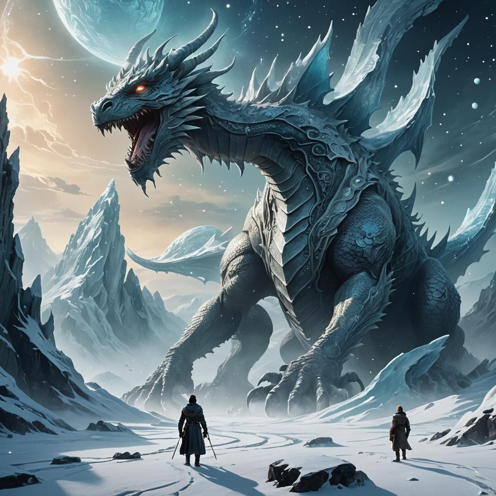 Ancient Dragon Being Materializes on Ice Planet
