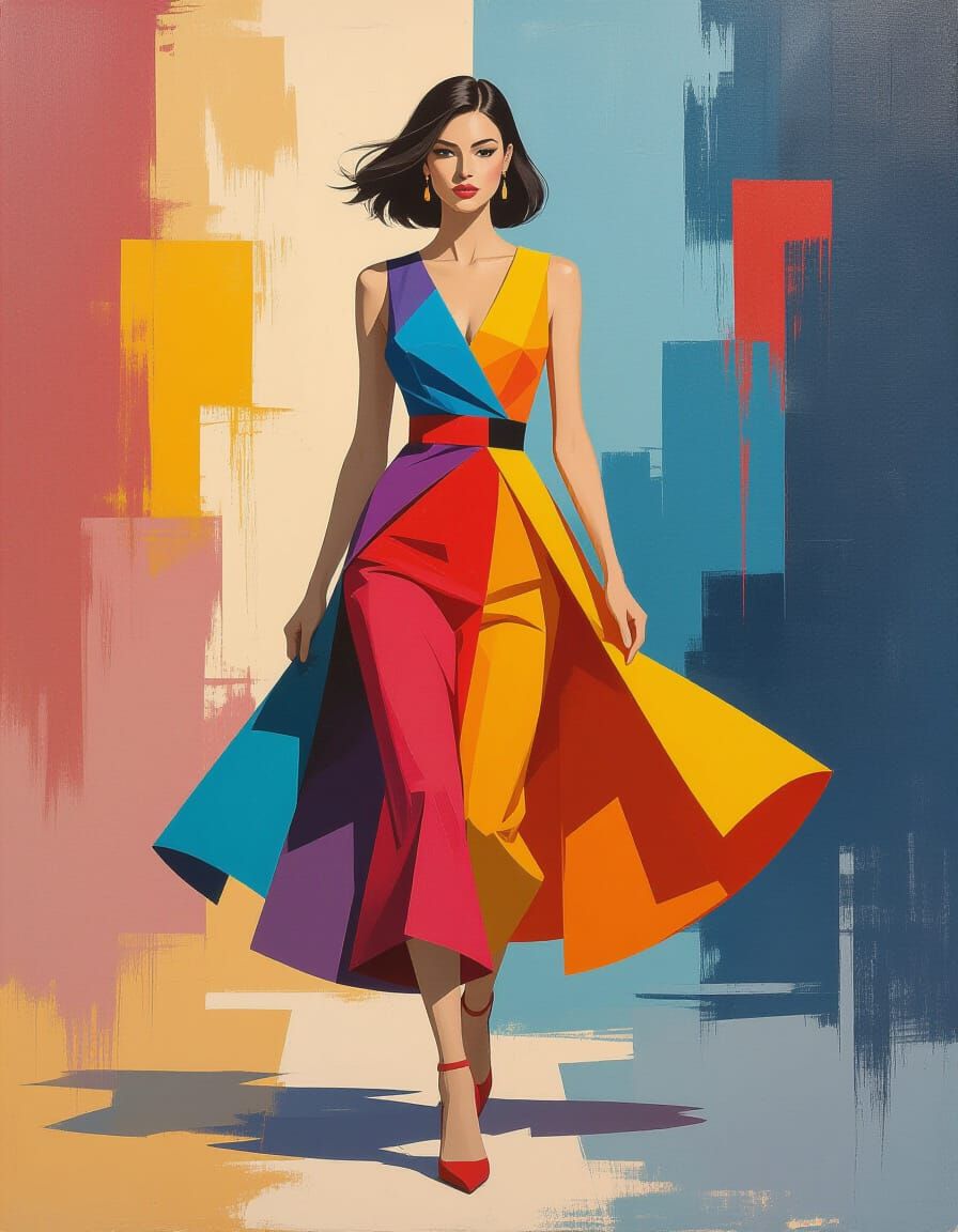 Minimalist Domino Effect in Women's Fashion Painting