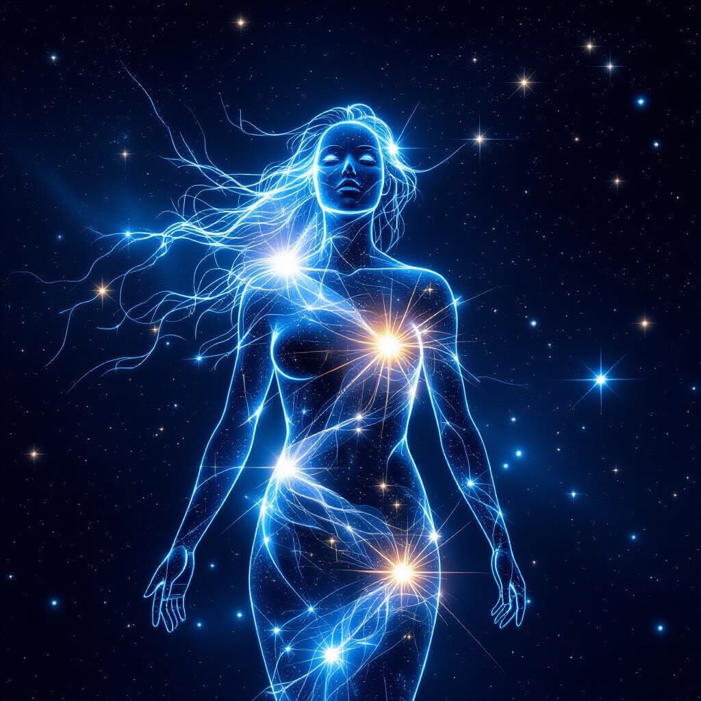 Ethereal Human Silhouette of Starlight in Concept Art