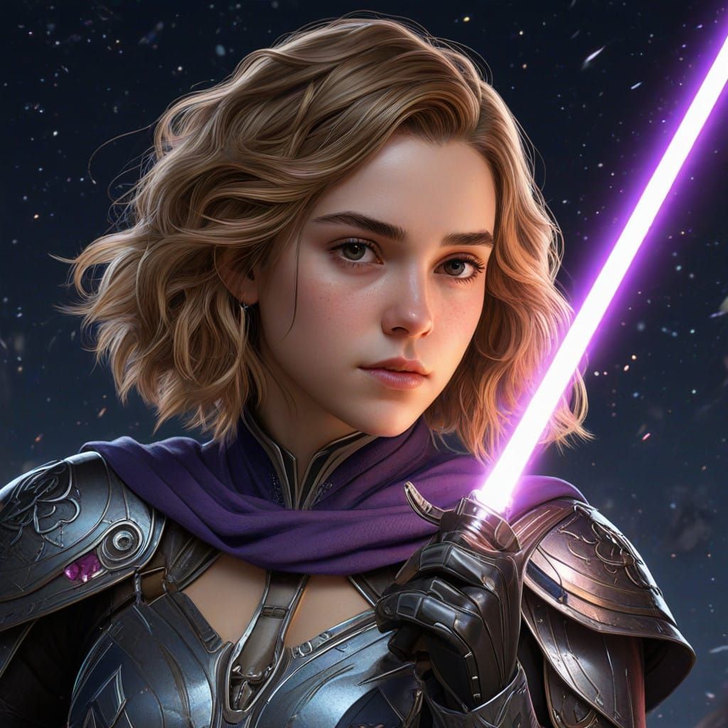 Ethereal Jedi Princess Under Starry Night Skies