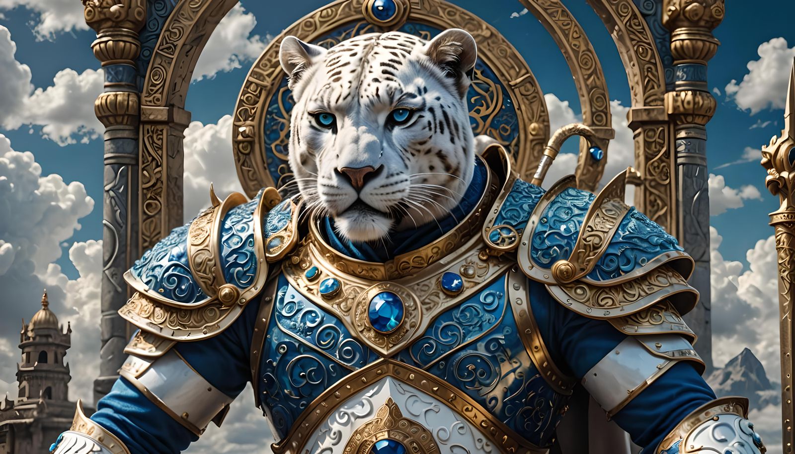 White Panther Warrior King Guarding Energy Portal