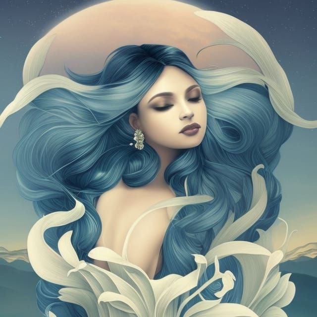 Elegant Flower Woman in Art Nouveau Style