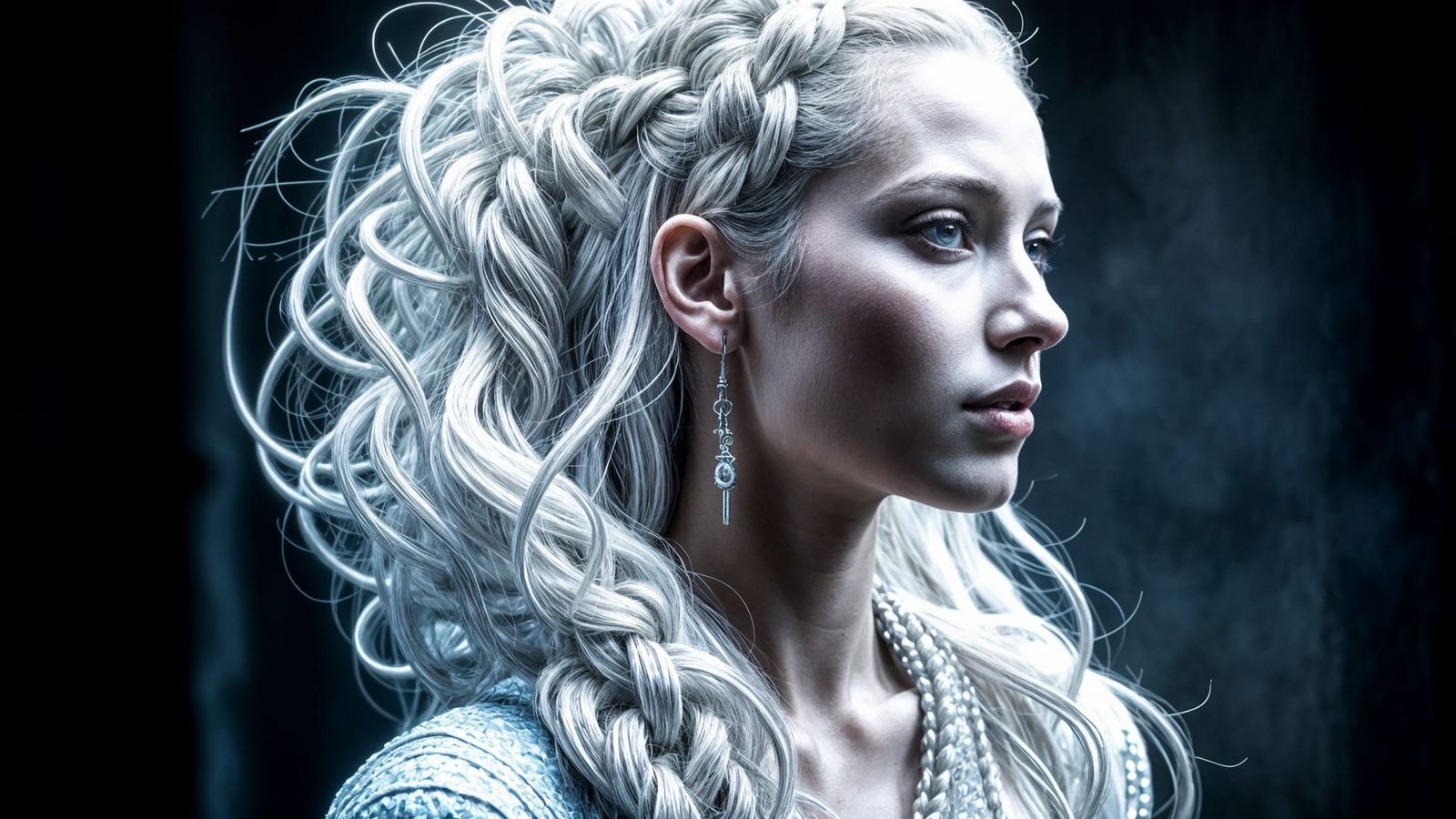 Avant-Garde Braids with Silver Threads and LED Lights