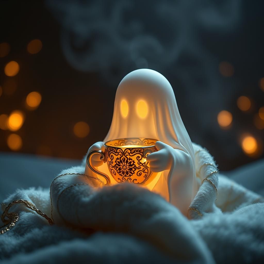 Ghost with Cocoa in Ethereal Darkness