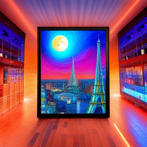 Eiffel Tower in Paris: Holographic Astral Illustration