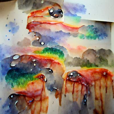 Watercolor rain and melting rainbows