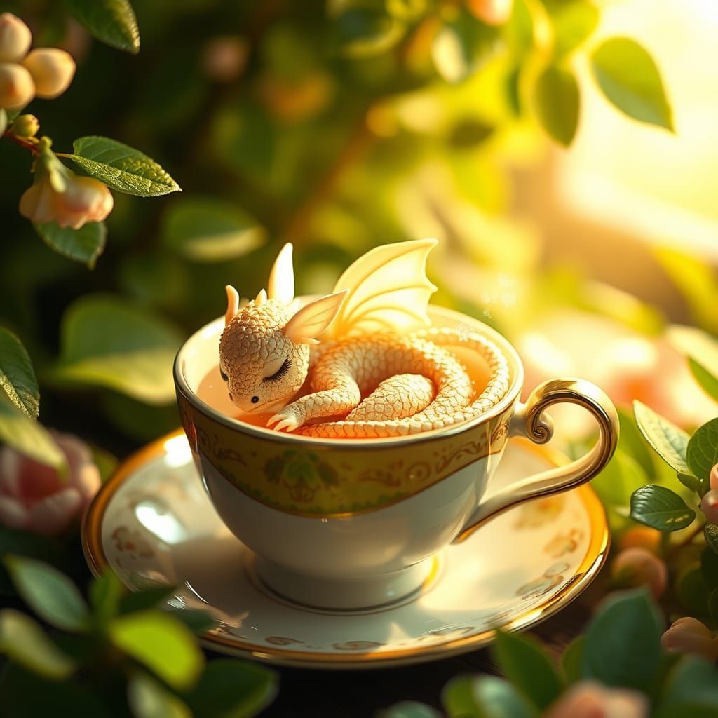 Flower Dragon Sleeping in a Teacup