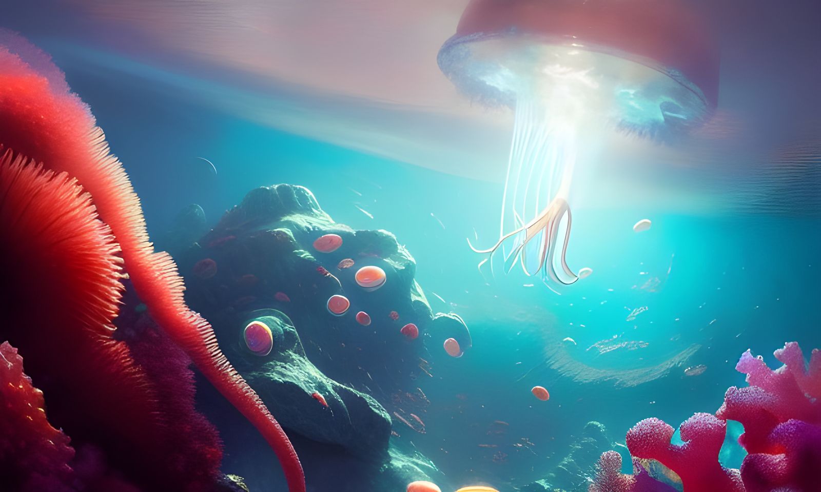 Underwater Coral Garden in Hyperrealistic Astral Style