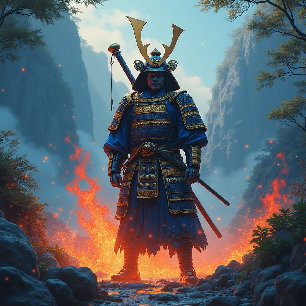 Majestic Hachiman in Vibrant Fantasy Landscape