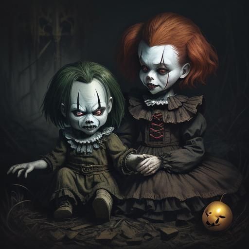 Grotesque Love Child in Abandoned Carnival: Dark Fantasy Art