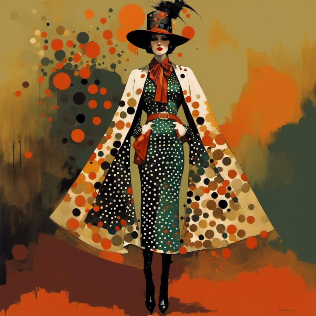 Abstract Polka Dot Fashion Portrait in Surreal Style