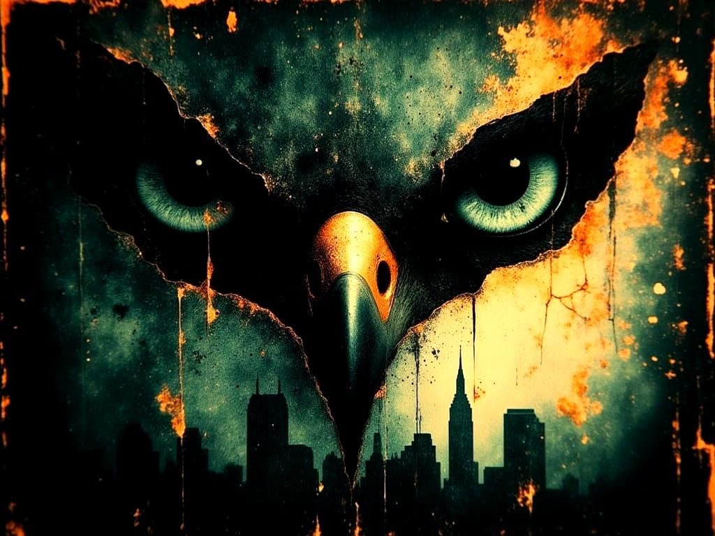 Eagle Wings Over Philly Skyline in Klimt Style