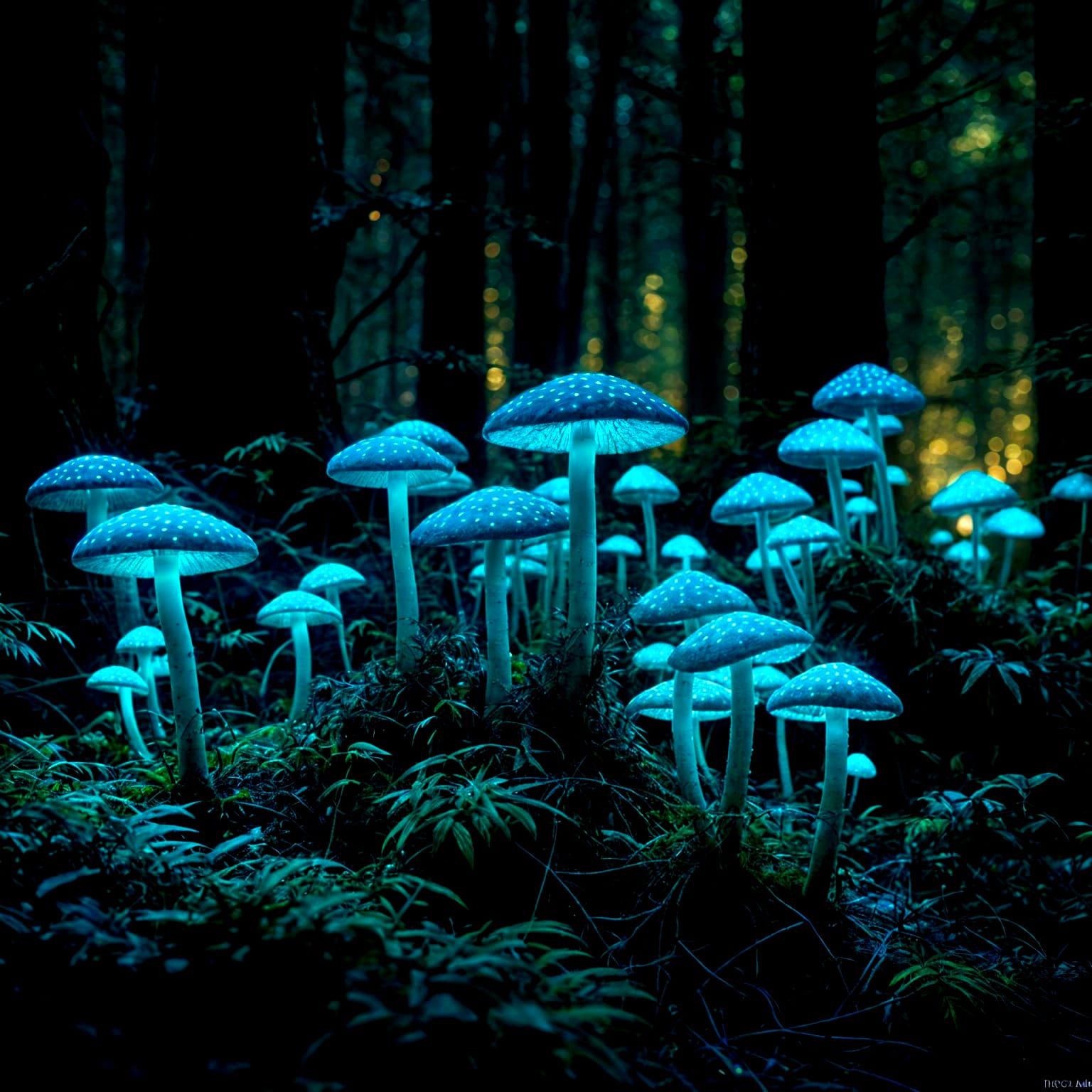 Glowing Fungi in an Enchanted Forest