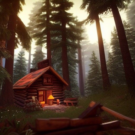 Old Forest Hut in Animated 3D Render