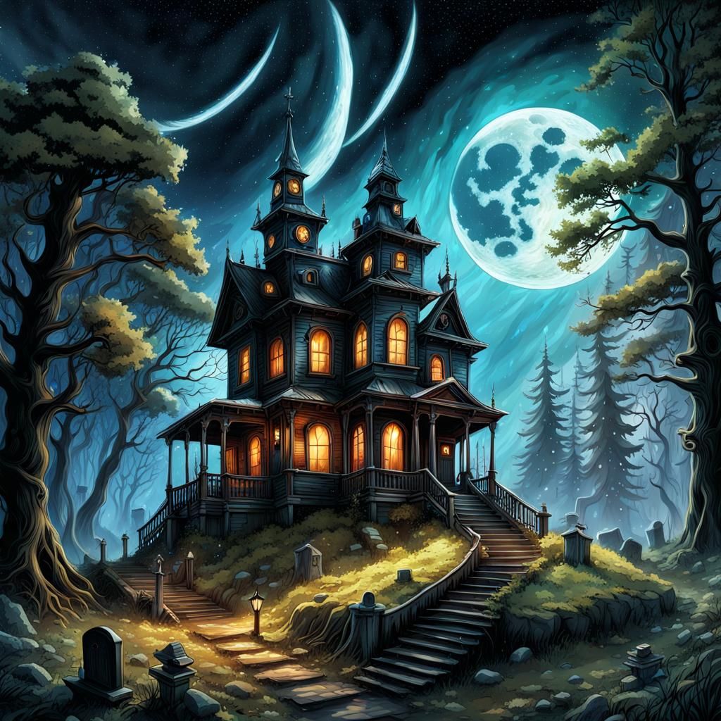 Scary Steampunk House in Graveyard Forest
