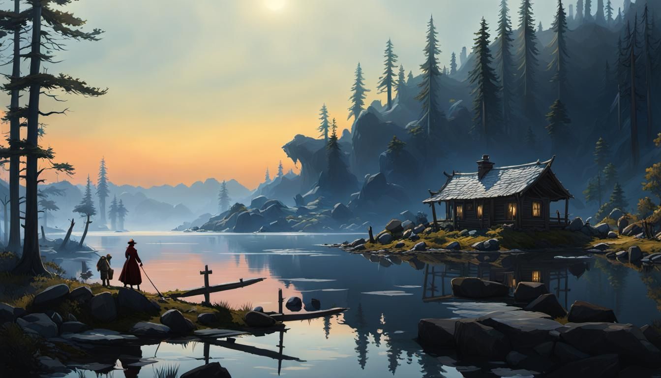 Refined Landscape Painting in Golden Age Style