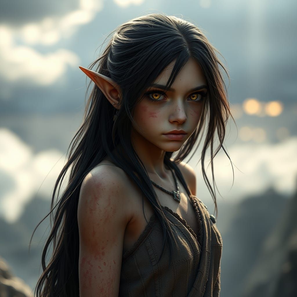 Elven Girl with Golden Eyes, Fantasy Artwork