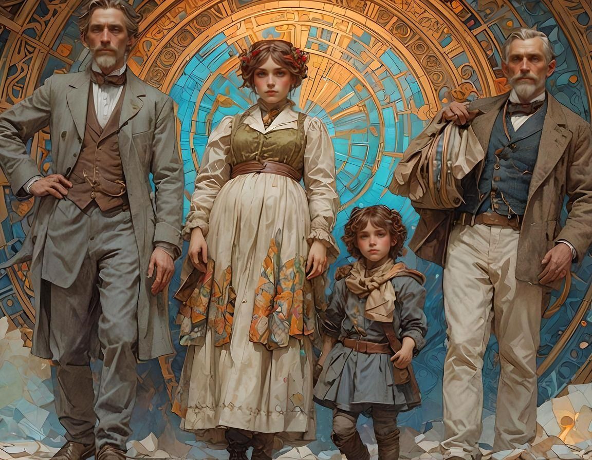 Early 1900s Portrait in Art Nouveau Style