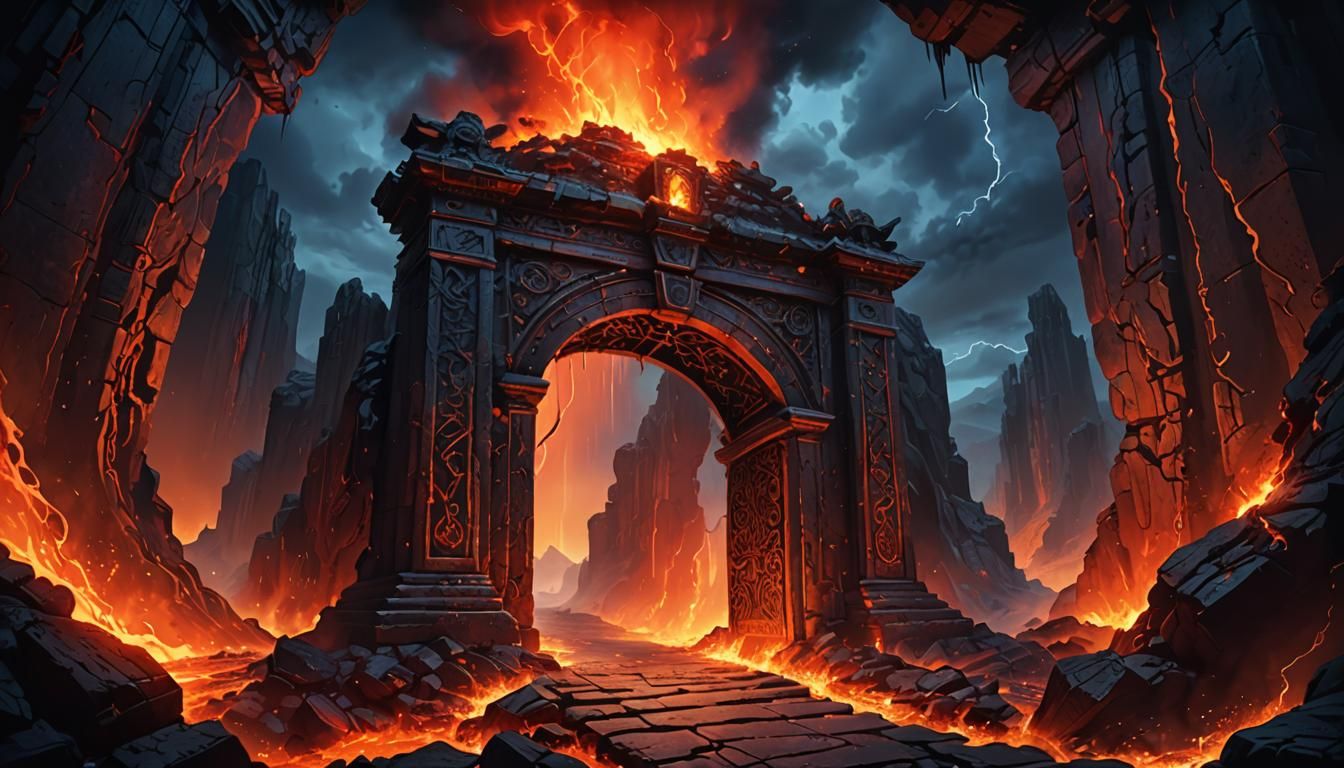 Fiery Abyss: A Surreal Dark Fantasy Gate