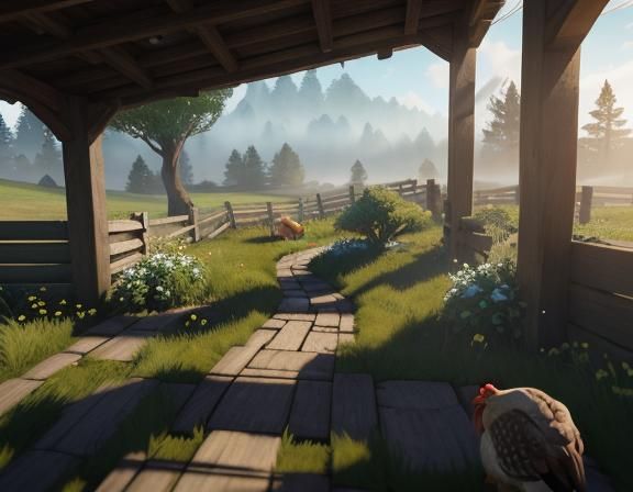 Hobbit Surrounded by Hens: 3D Game Cinematic