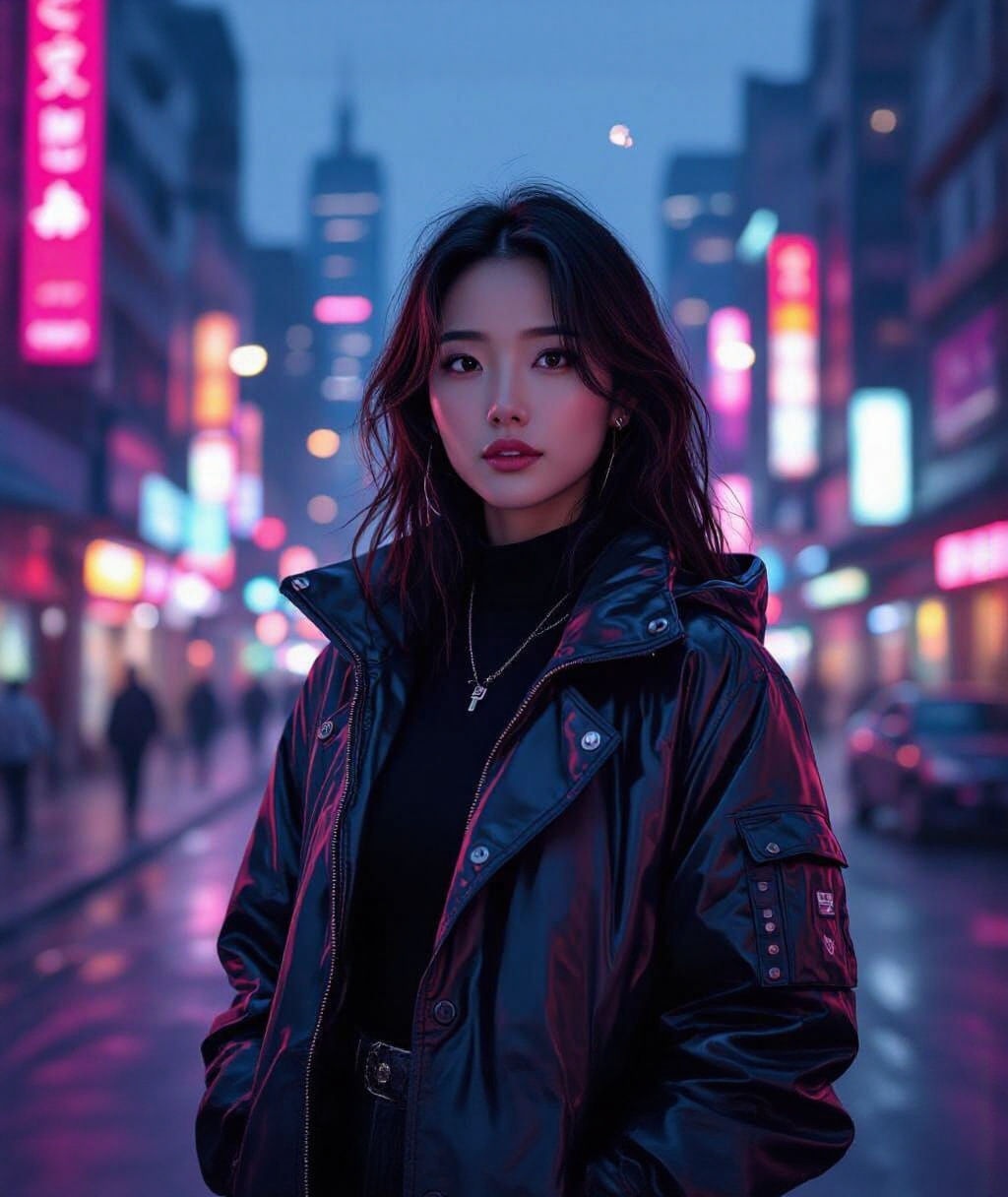 Futuristic Cityscape Portrait in Digital Art Style