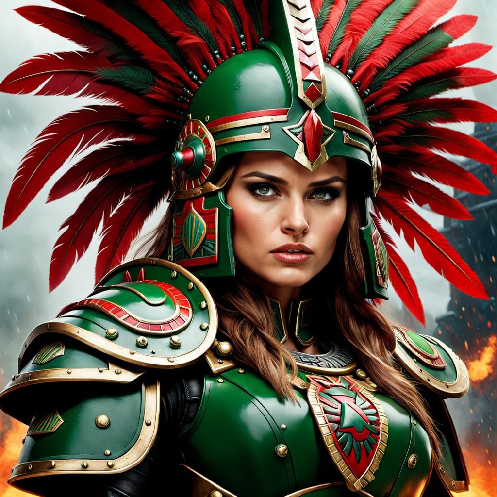Female Space Marine Warrior with Aztec Headdress