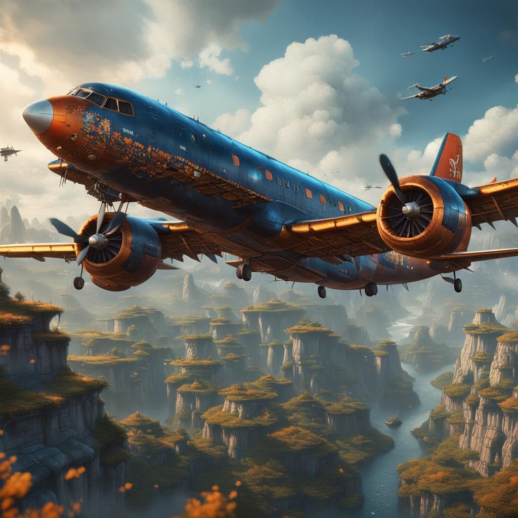 Detailed Plane in Fantasy Concept Art