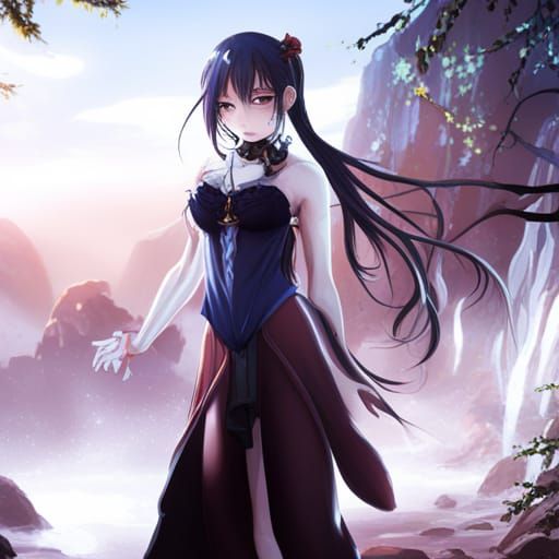 Sad Anime Girl in Detailed Matte Painting Style