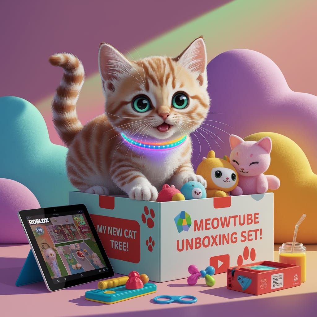 Cartoon Kitten's MeowTube Unboxing Adventure
