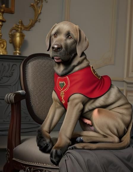 Labrador in Royal Dress: A Humorous Portrait