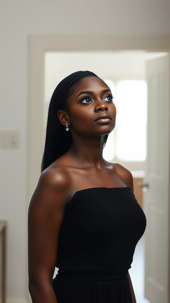 Photo-Realistic Portrait of a Young Black Woman in Soft Ligh...