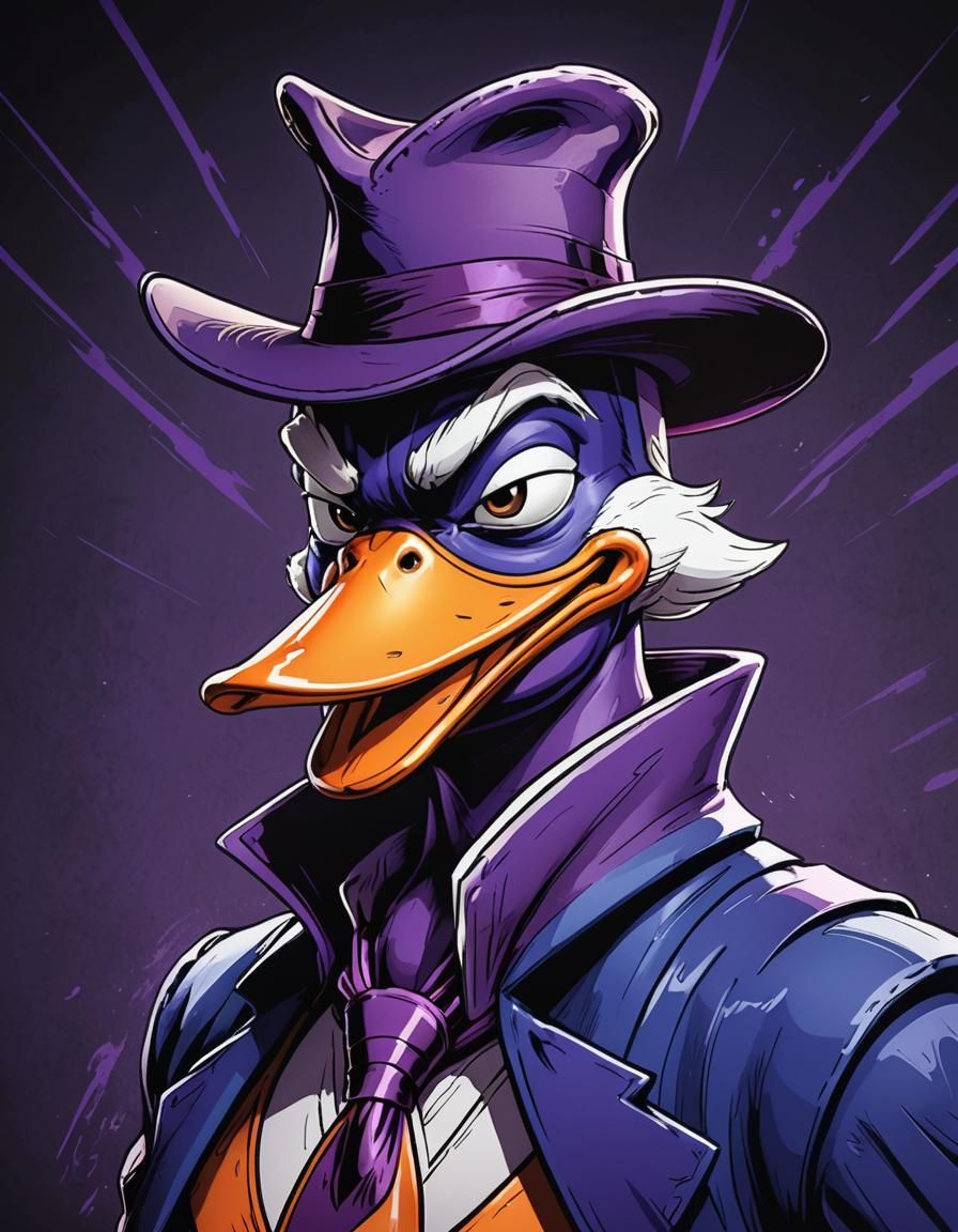 Darkwing Duck Cartoon Portrait in Classic Disney Style