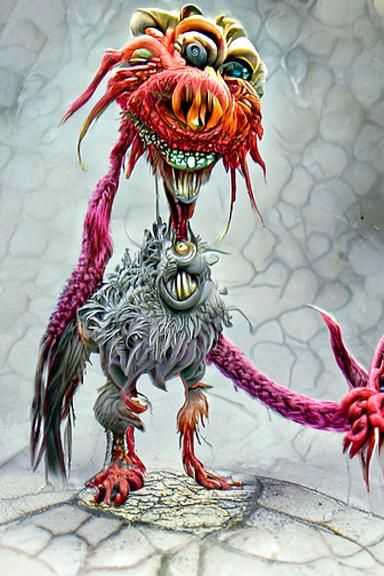 Demonic Creature with Red Eyes: Digital Illustration